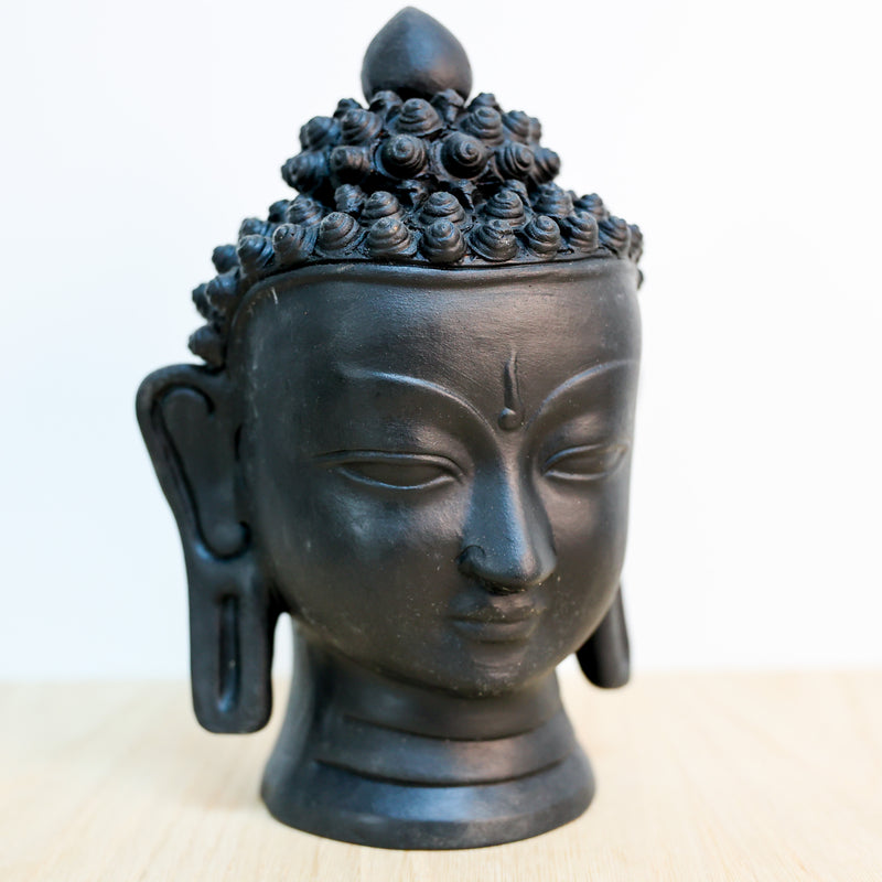 Buddha Head- Black Ceramic