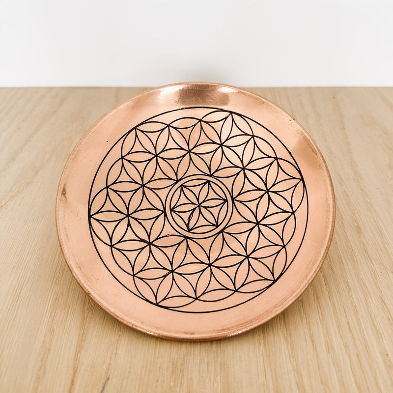 Decorative Copper Plate- Flower of Life Grid 15cm