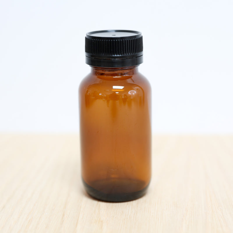 Glass Bottle- 150ml Amber Glass Bottle & 38mm Black Tamper Lid