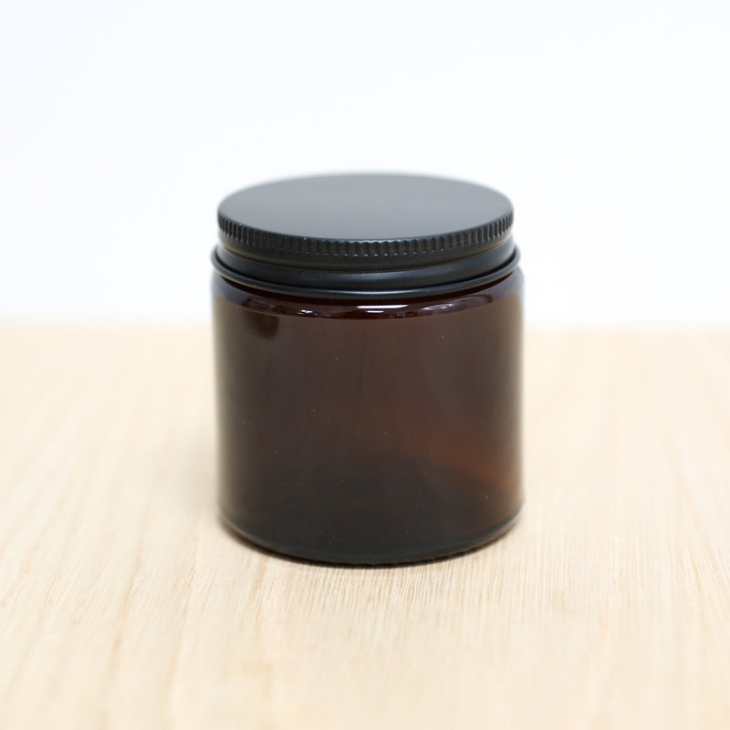 Glass Bottle- Amber Pot with Black Aluminium Cap- 120gm or 60gm