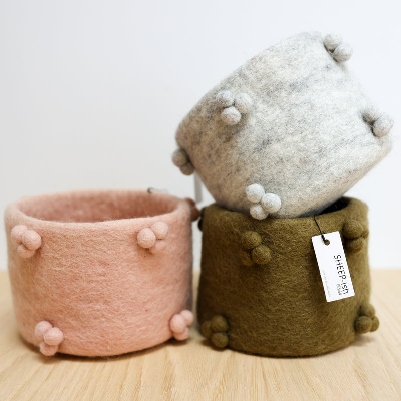 Sheepish Felted Wool Bobble Pots